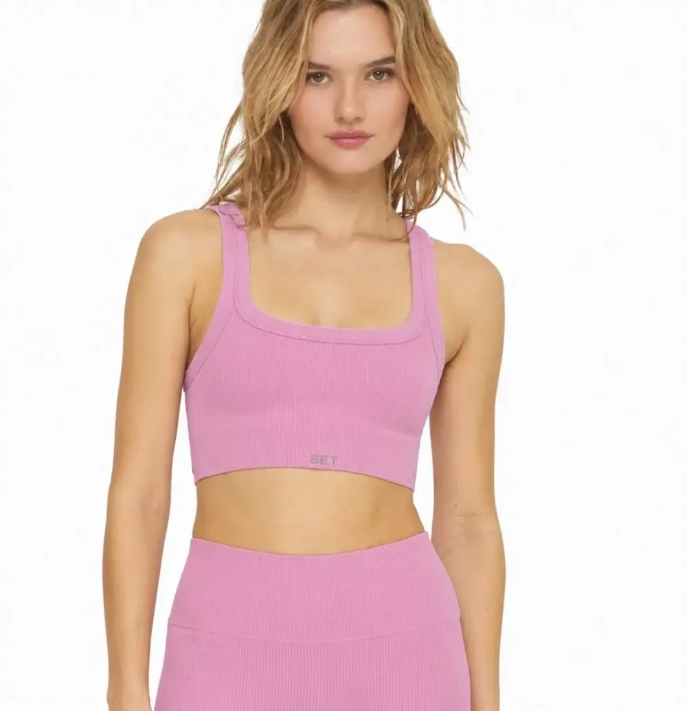 SET ACTIVE Sculptflex Crop Tank Sports Bra Charm Pink XL